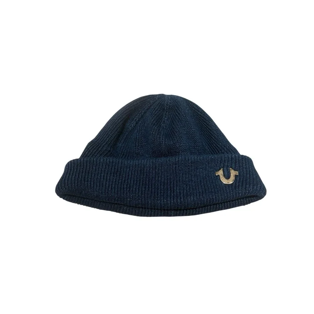 True Religion Dark Blue Cuffed Winter Knit Beanie